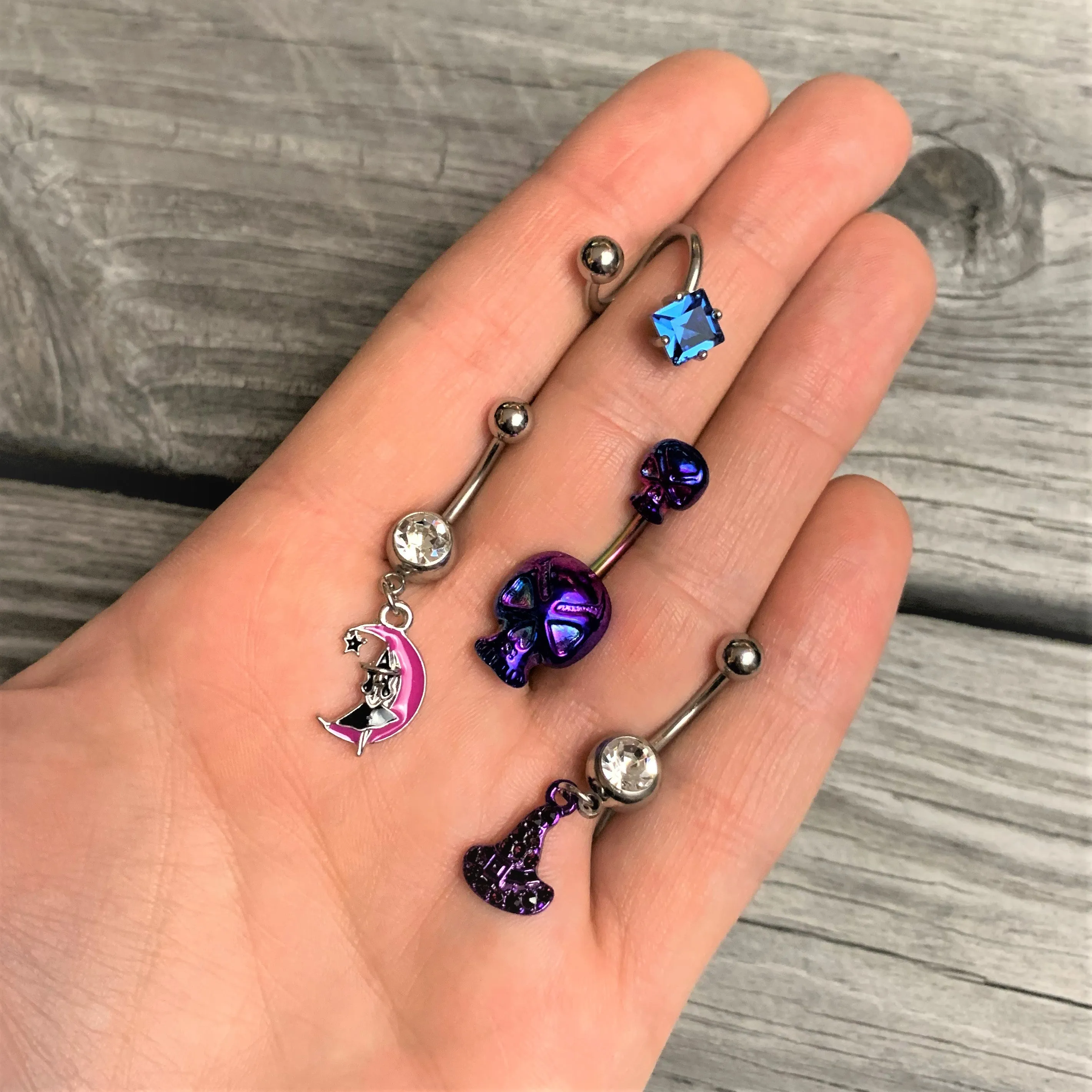 14 Gauge 3/8 Blue Gem Refined Rhombus Spiral Twister Belly Ring