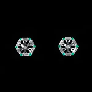 14K White Gold Diamond and Emerald Earring Jackets