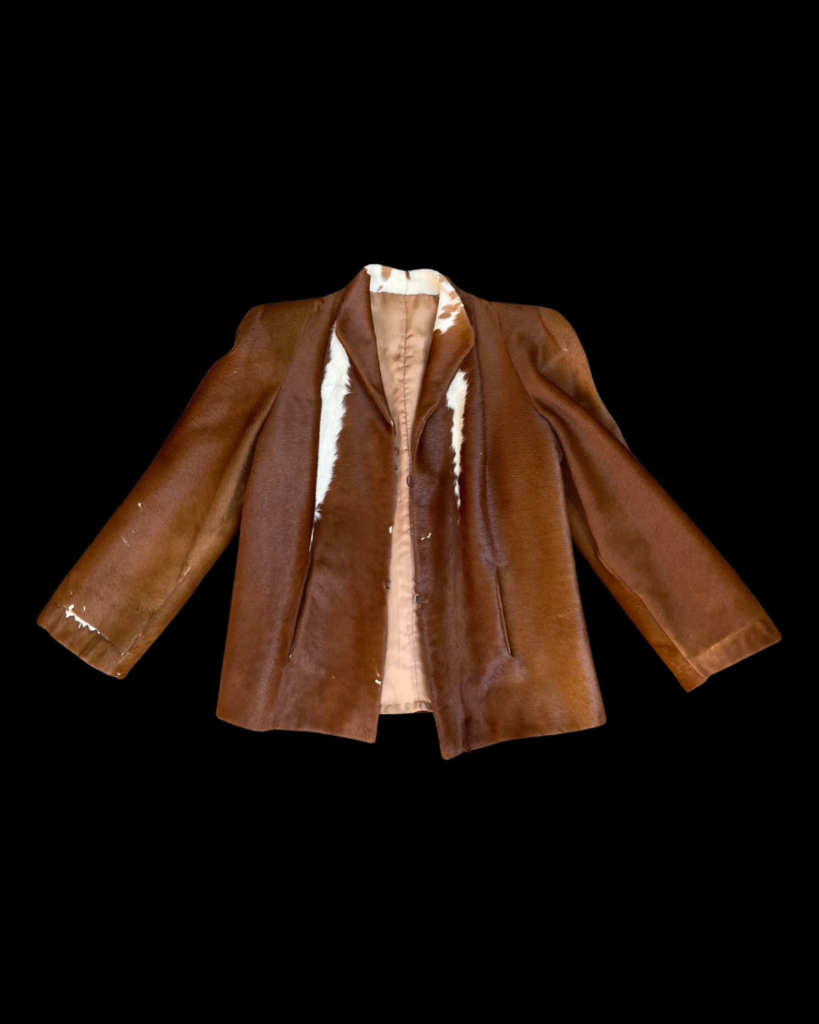 1940s Pagoda Shoulder Cowhide Hair On Hide Jacket