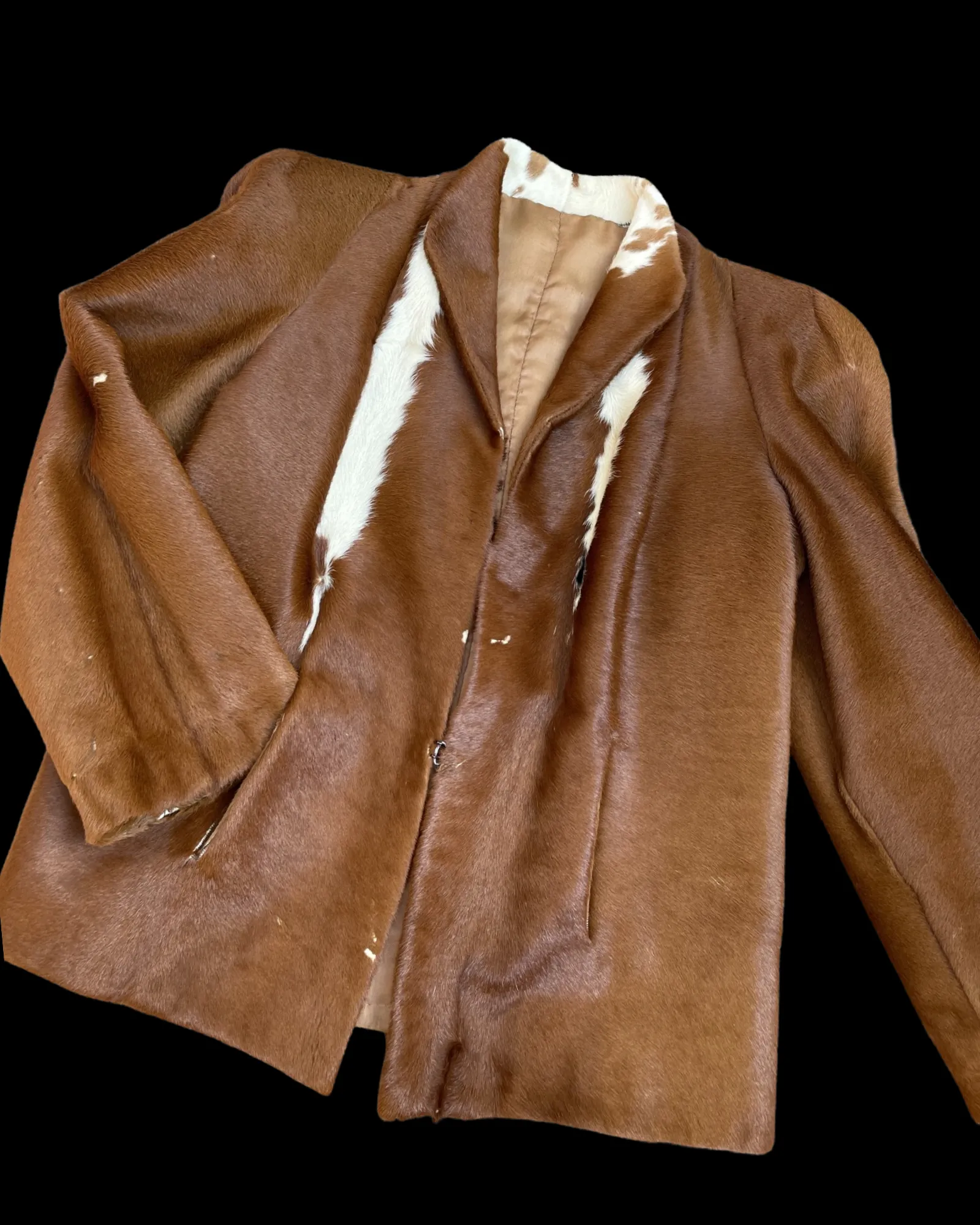 1940s Pagoda Shoulder Cowhide Hair On Hide Jacket