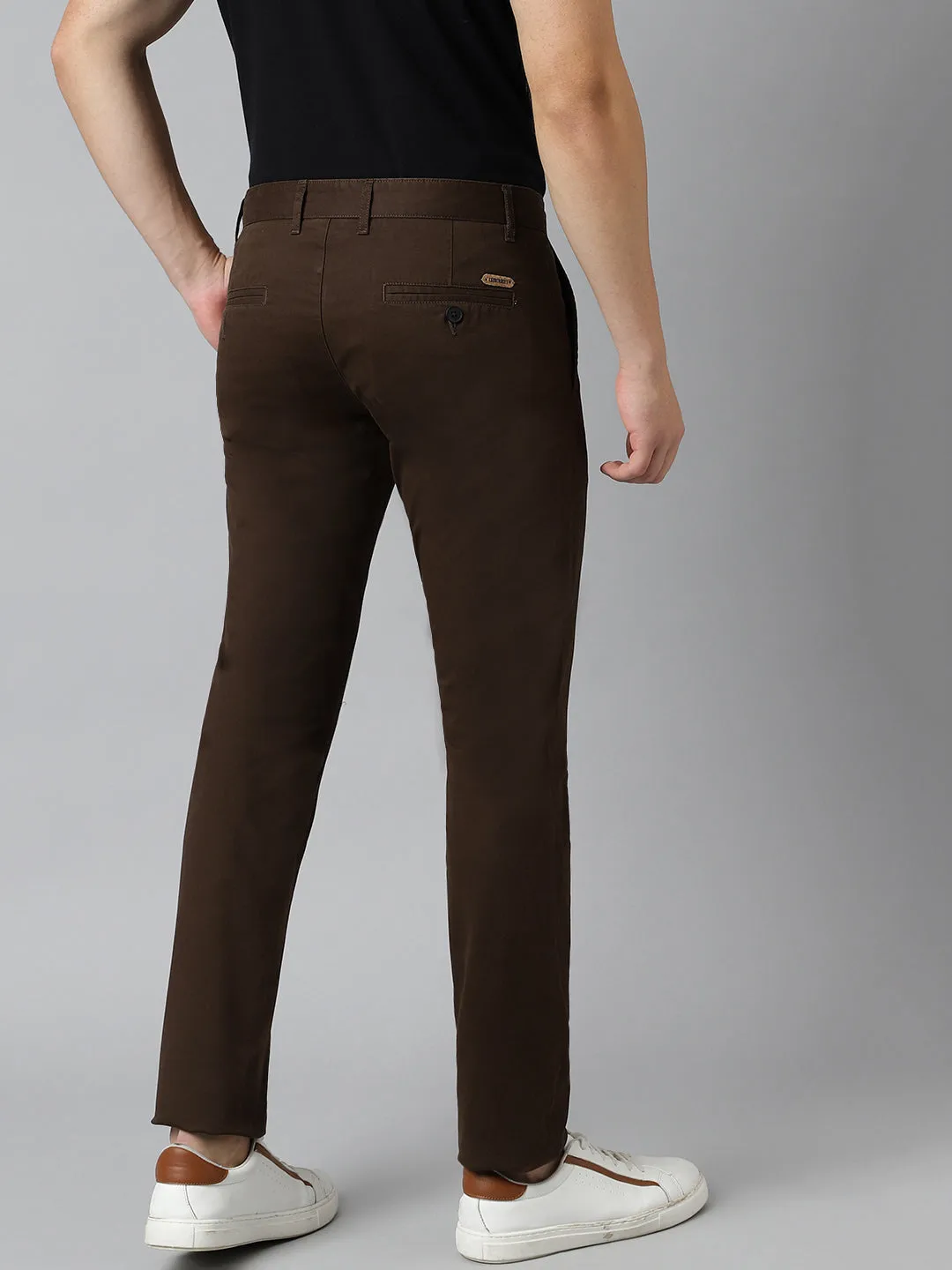 2 Way Stretch Chinos in Chocolate Brown- Slim Fit