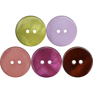 24-32L Colorful 2 Hole Flat Shell Buttons 30 Pack (5 Colors)