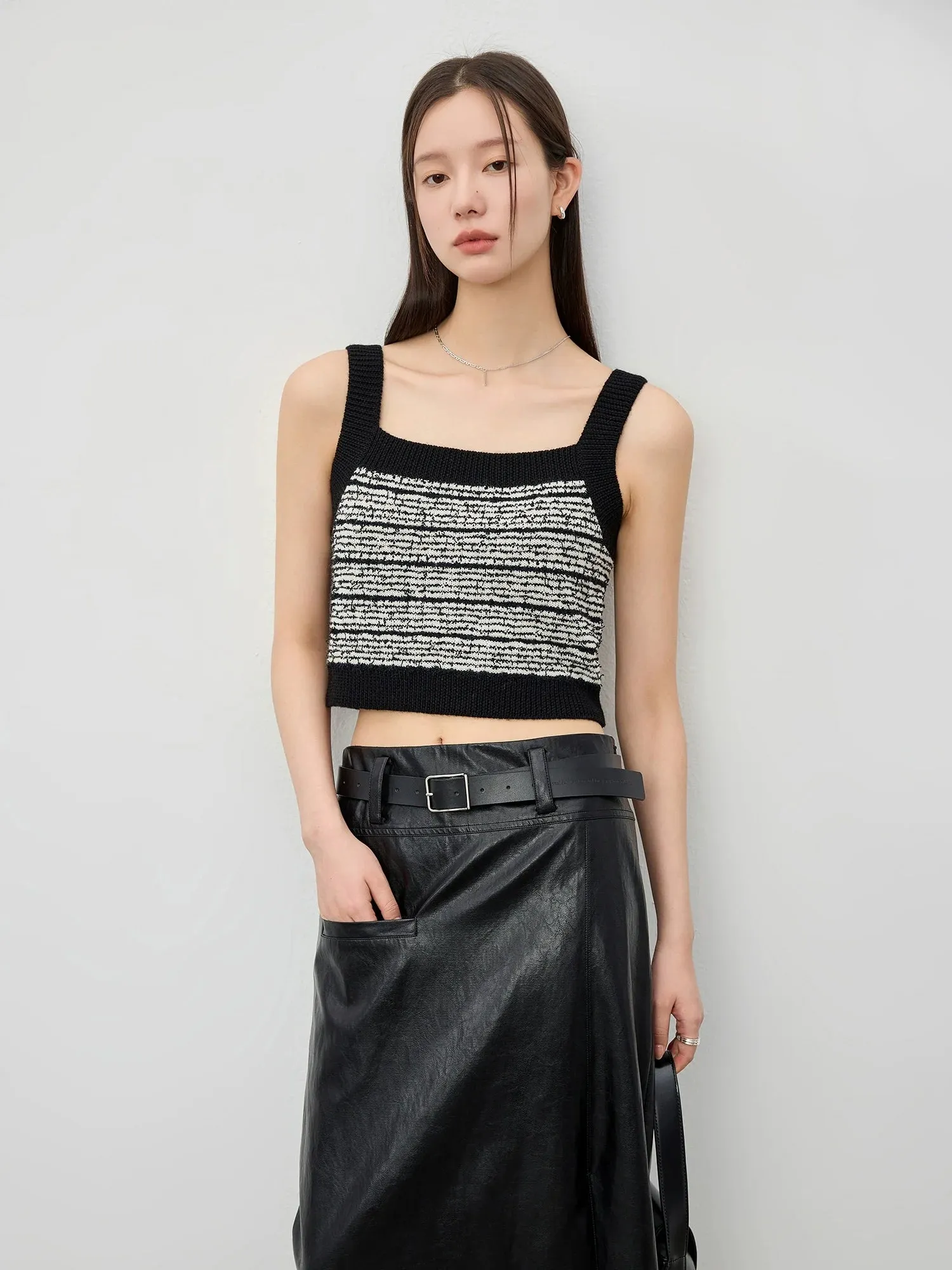 3D Contrast Striped Knit Ensemble