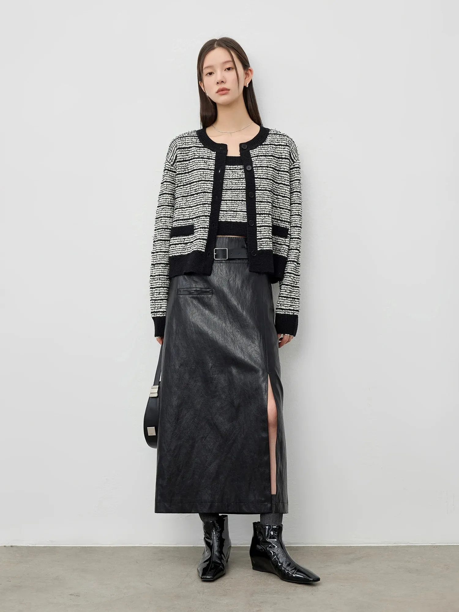 3D Contrast Striped Knit Ensemble