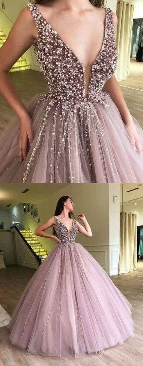A-line Elegant Sparkly Gorgeous Princess Prom Gown, Purple Stunning Prom dresses, wedding gown,PD0137