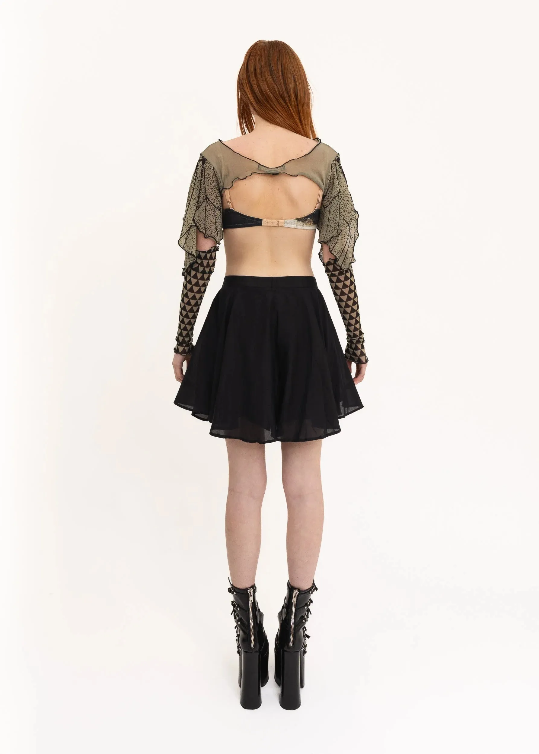 A-line silk blend mini skirt