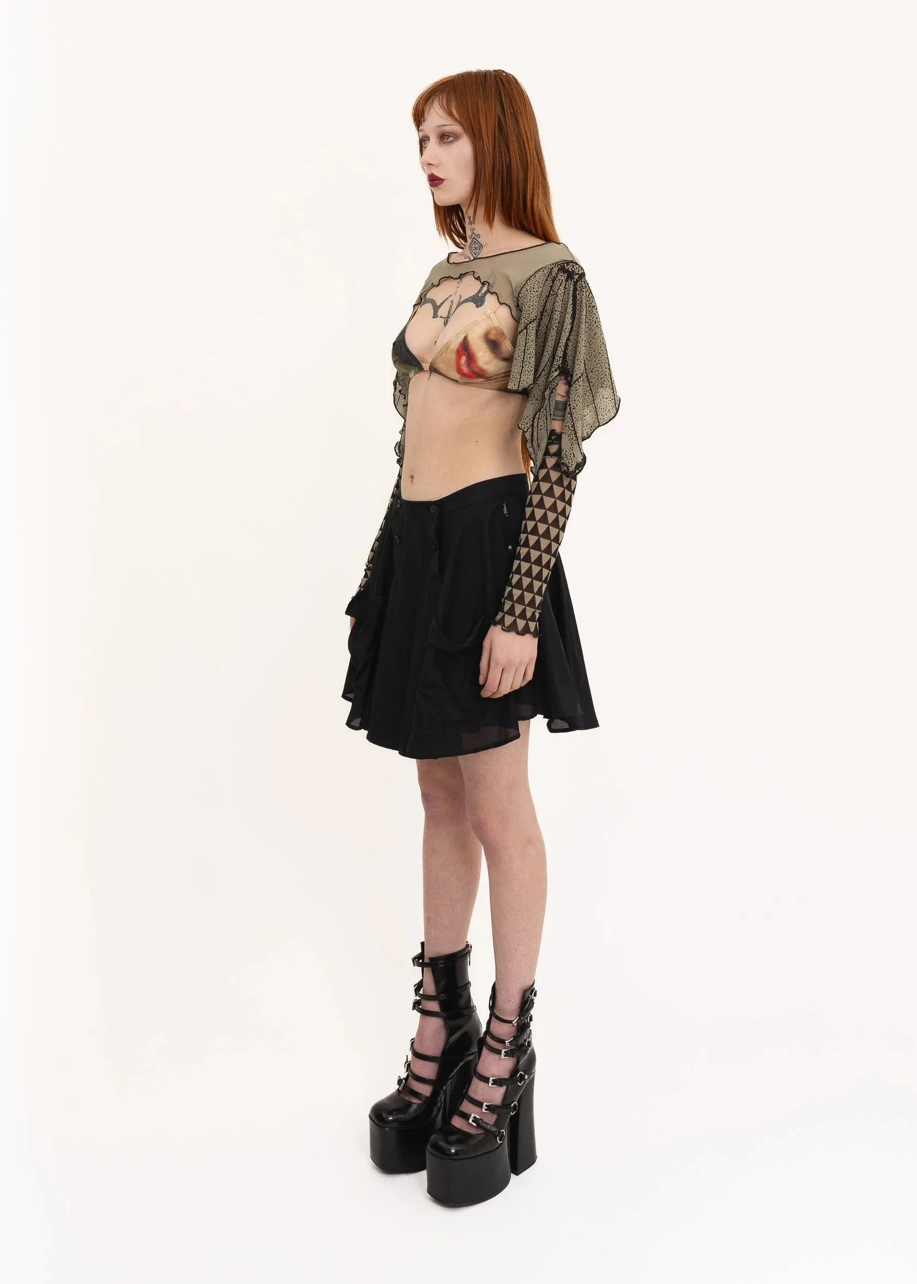 A-line silk blend mini skirt