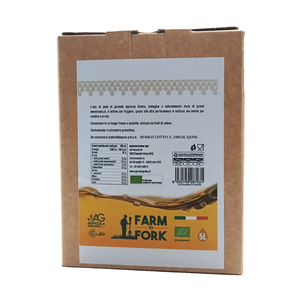 Agricola Grains Refined Organic High Oleic Sunflower Oil (5L BIB)