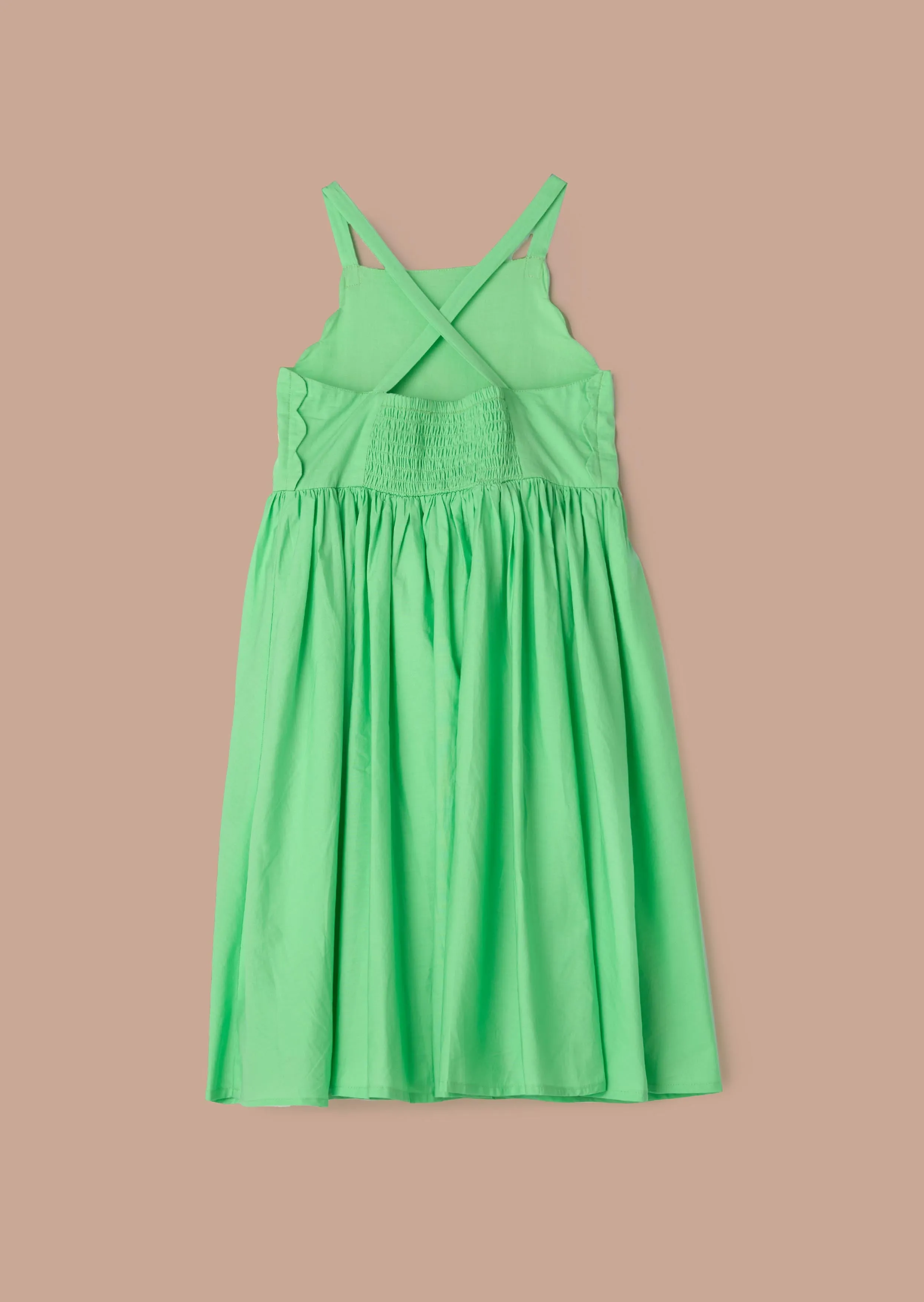 Alegra Green Corsage Scallop Dress