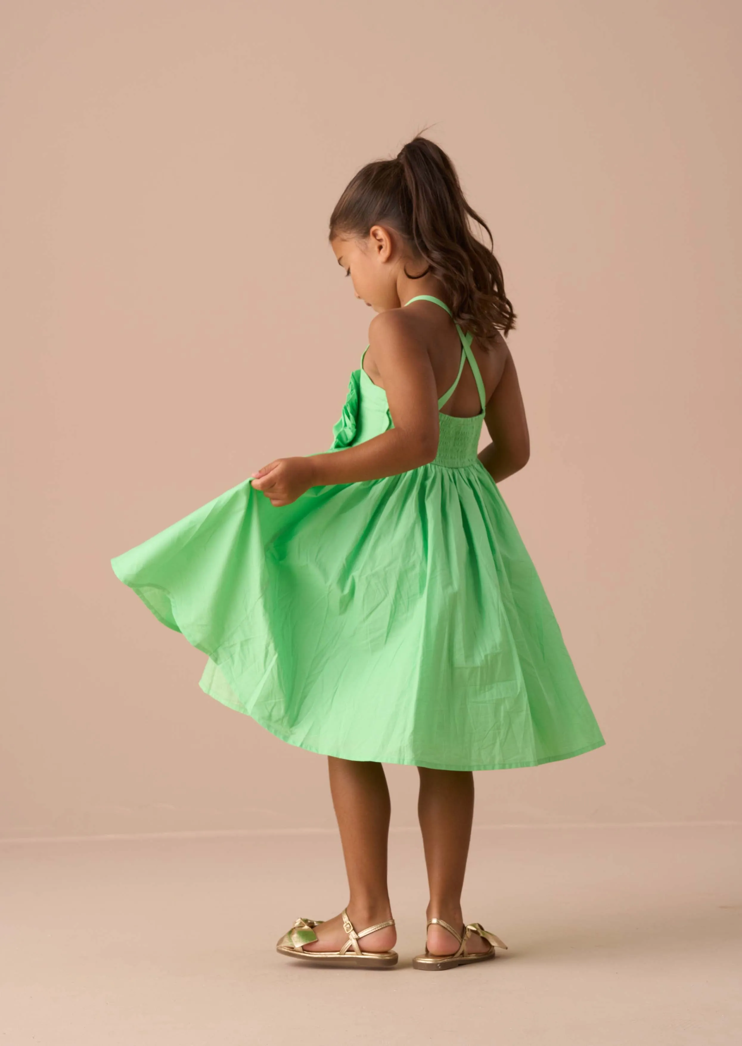 Alegra Green Corsage Scallop Dress