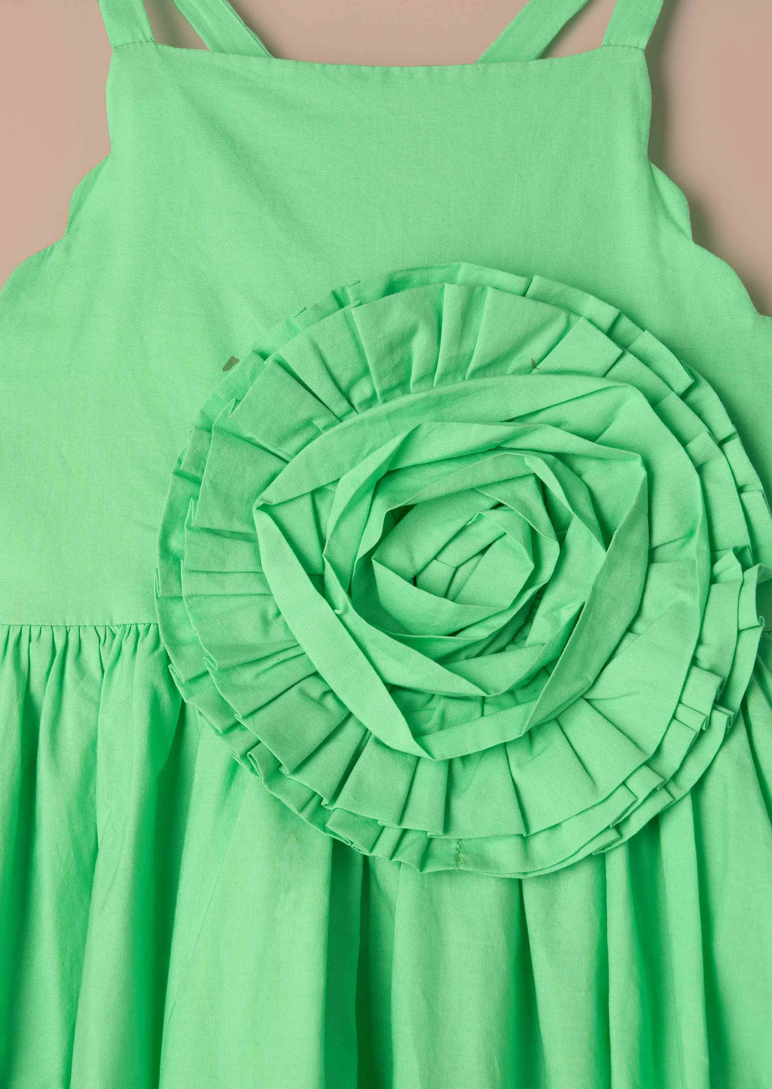 Alegra Green Corsage Scallop Dress