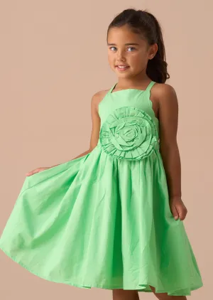 Alegra Green Corsage Scallop Dress