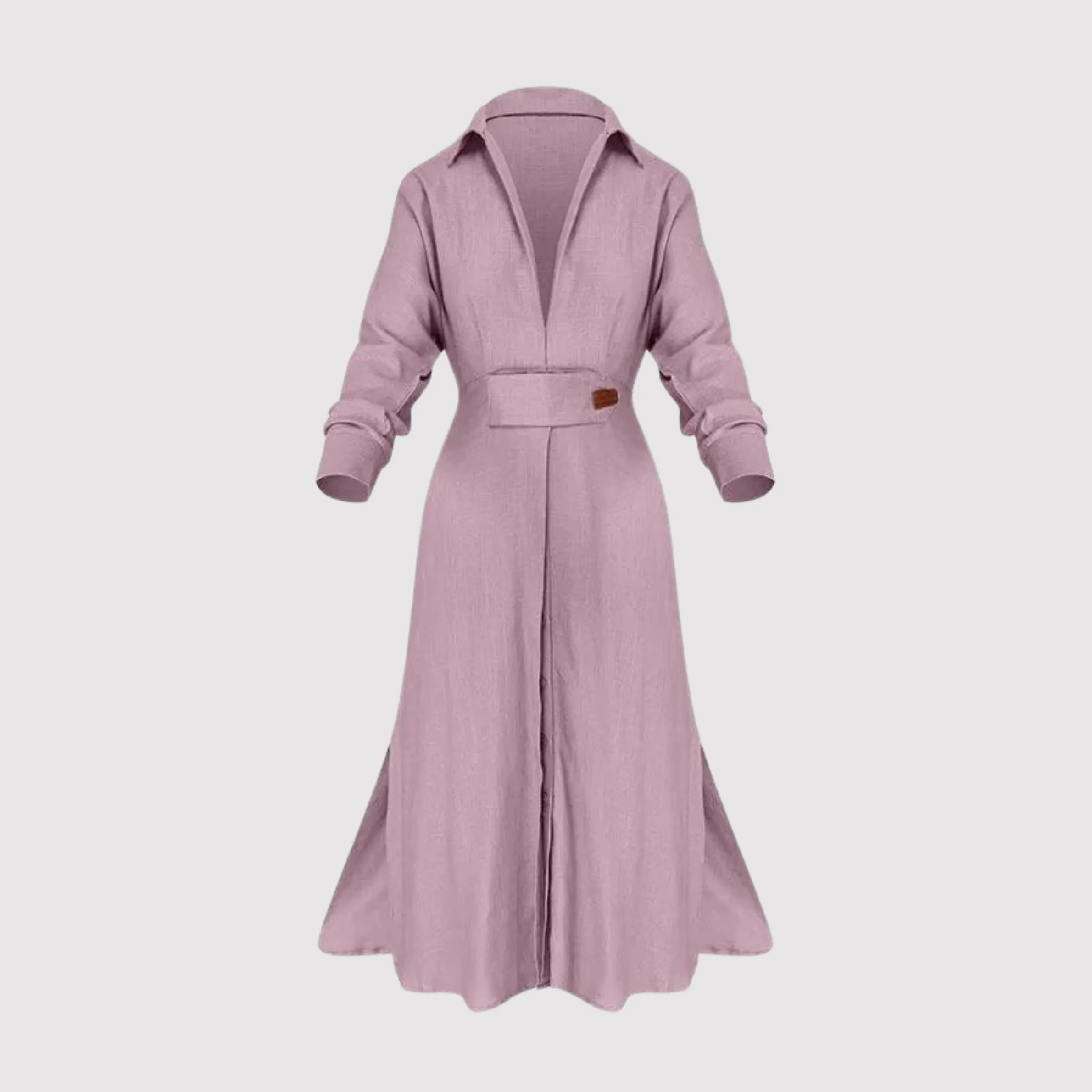 Amytist -Elegant women's long sleeve dress with side slit