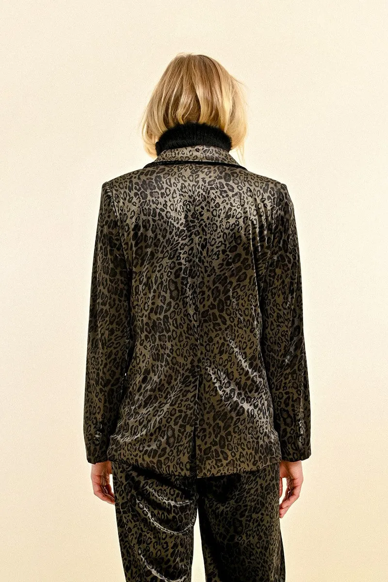 ANIMAL PRINT VELVET BLAZER