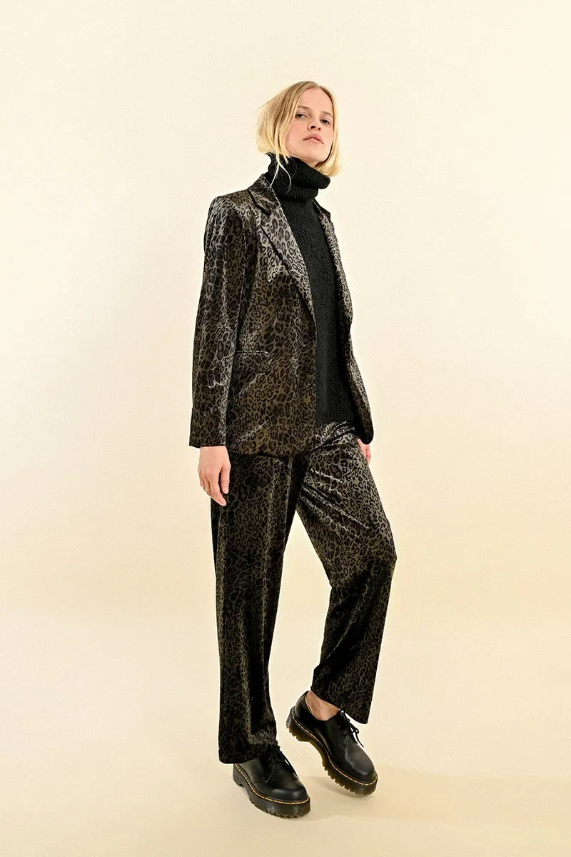ANIMAL PRINT VELVET BLAZER