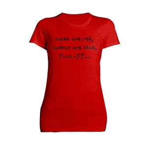 Anti Valentine Poem Roses Red Violets Blue Women's T-shirt