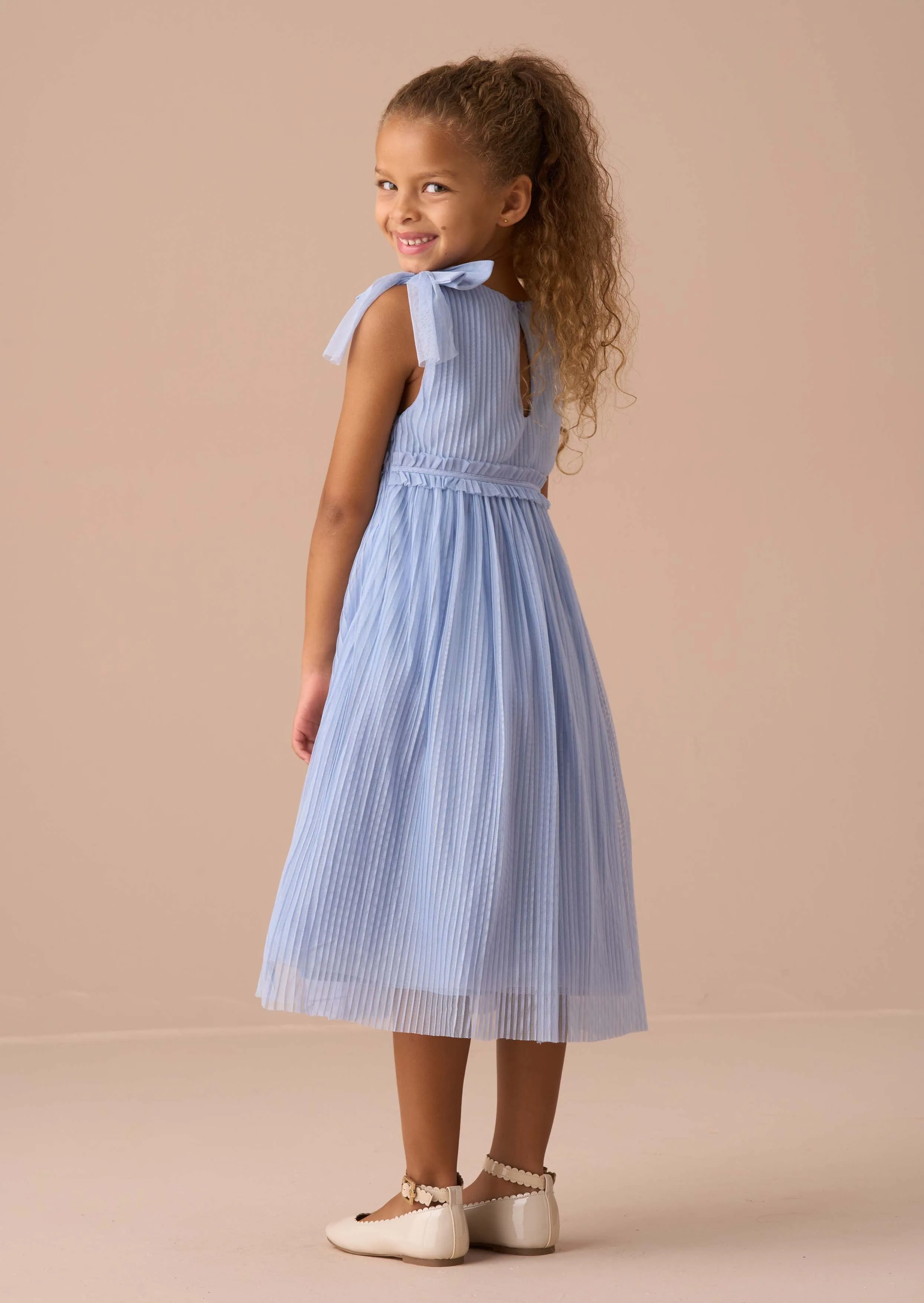 Antonia Blue Tulle Bow Dress