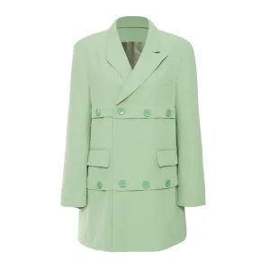 Artistic Notch Lapel Button Deco Longline Layered Oversized Blazer