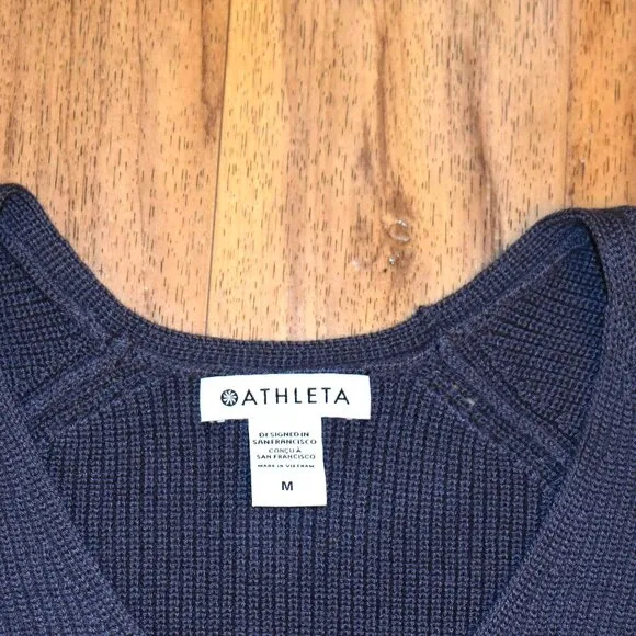 Athleta Purple V-Neck Hanover Refined Merino Wool Blend Sweater Sz M