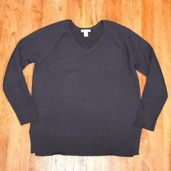 Athleta Purple V-Neck Hanover Refined Merino Wool Blend Sweater Sz M