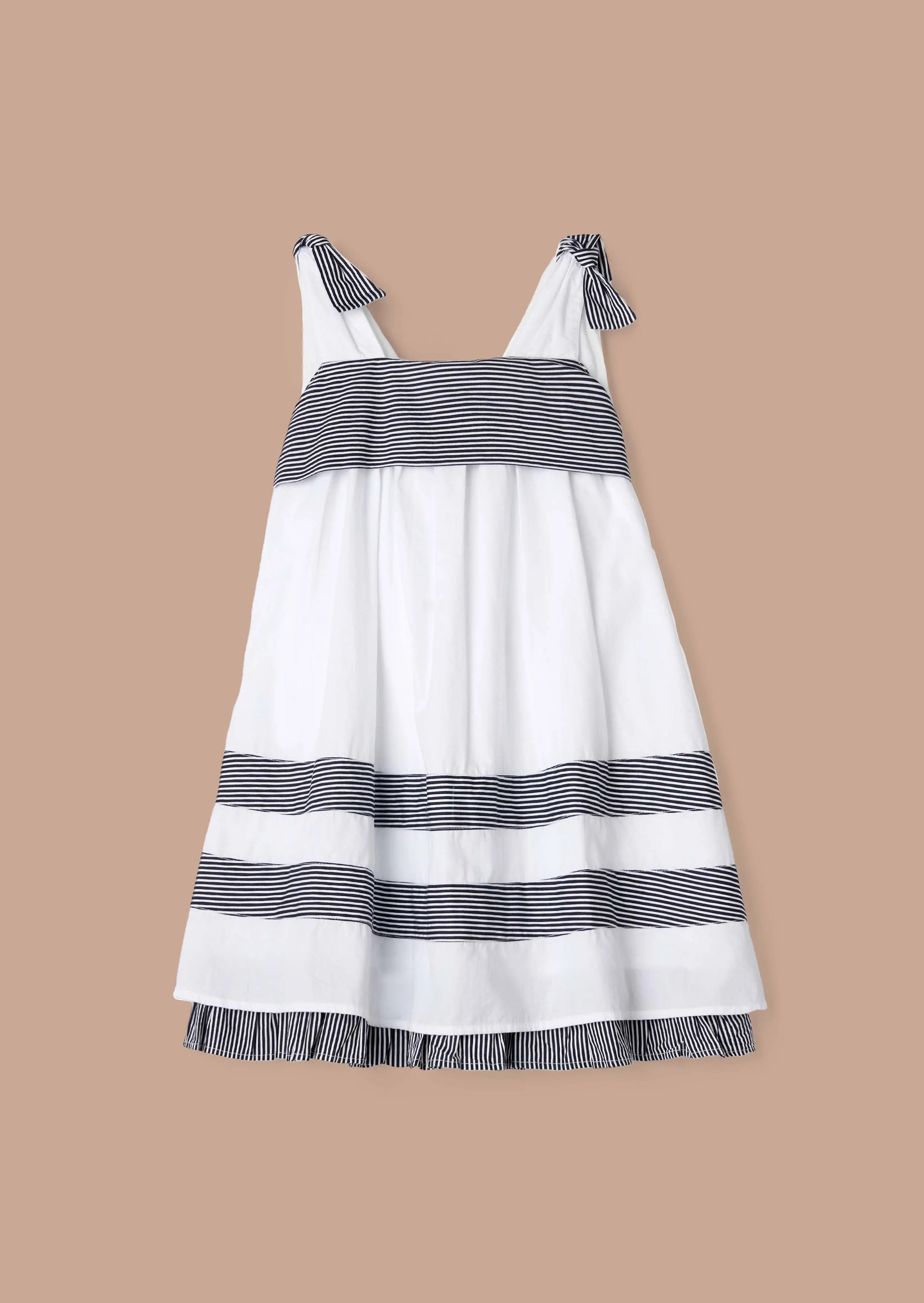 Avery White Pannelled Tie Shoulder Dress