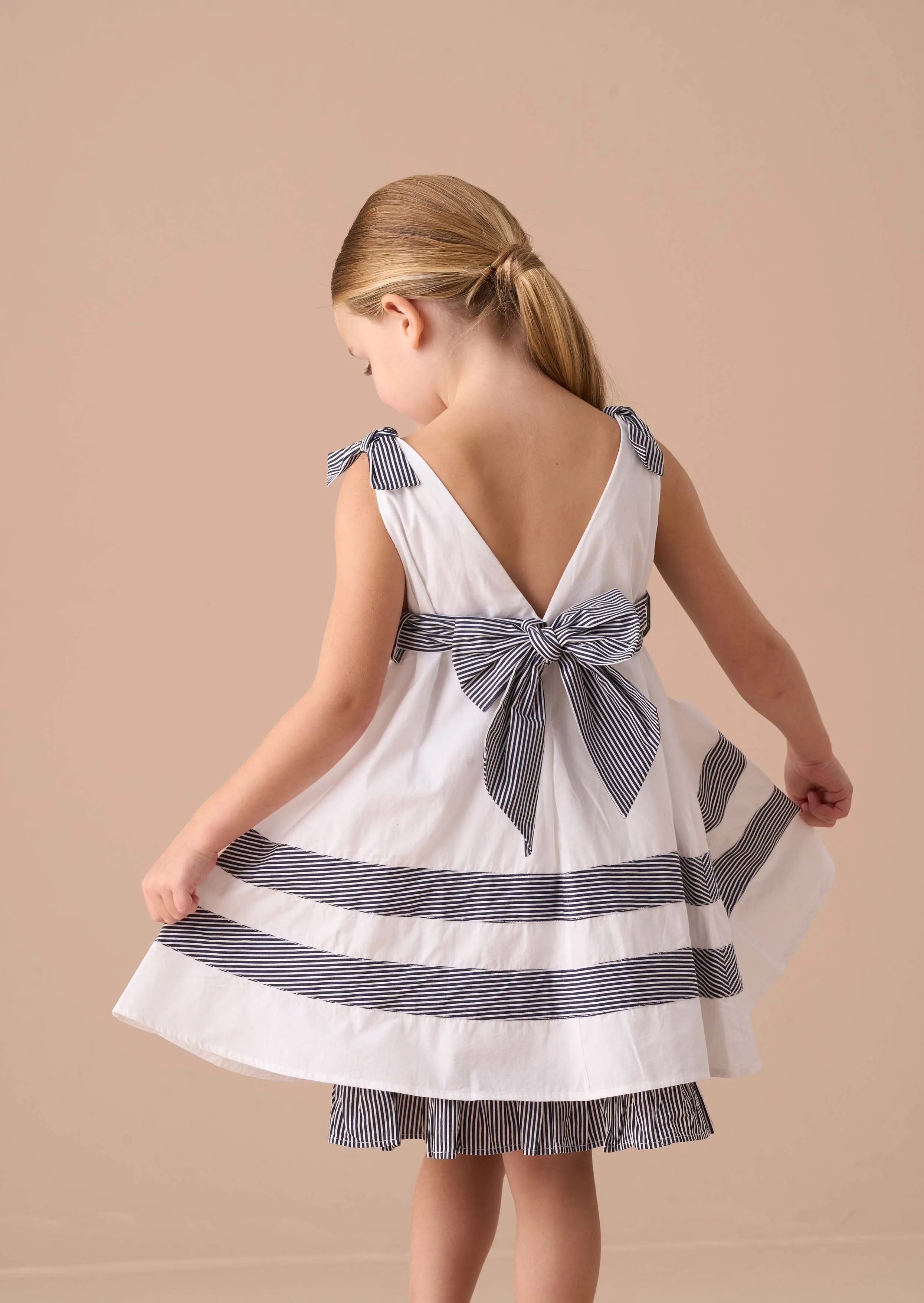Avery White Pannelled Tie Shoulder Dress