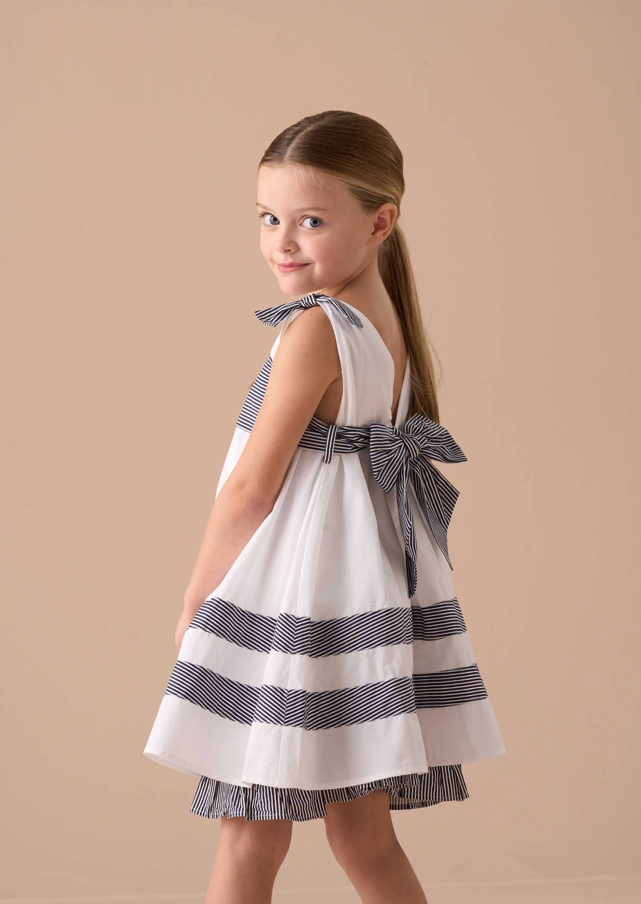 Avery White Pannelled Tie Shoulder Dress