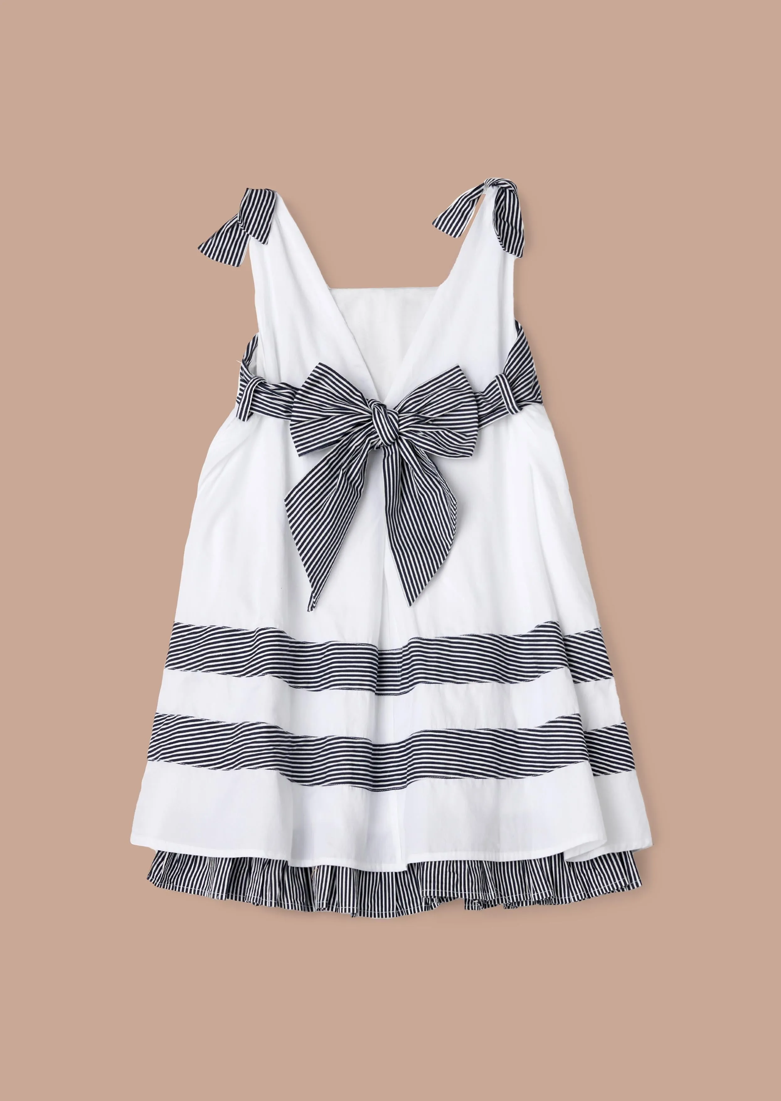 Avery White Pannelled Tie Shoulder Dress