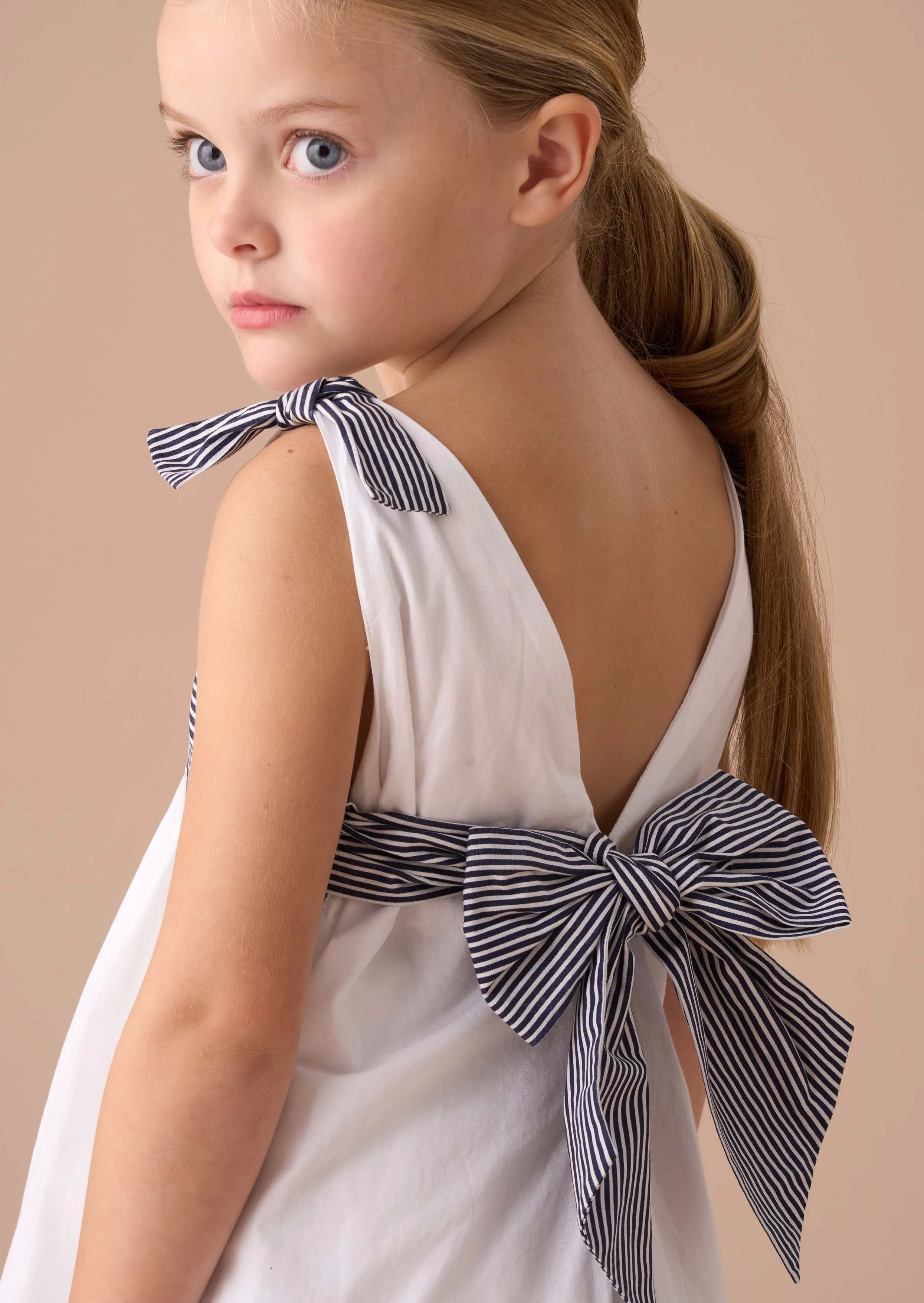 Avery White Pannelled Tie Shoulder Dress