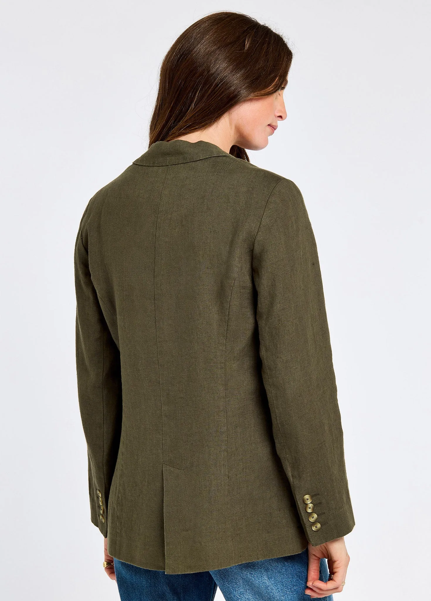 Avonlea Women’s Tailored Linen Jacket - Khaki