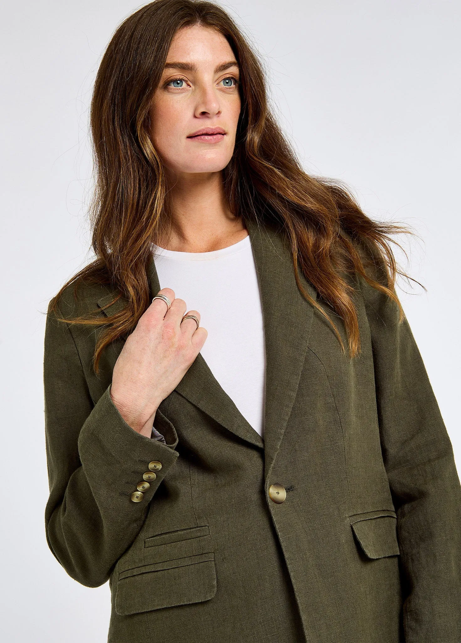 Avonlea Women’s Tailored Linen Jacket - Khaki