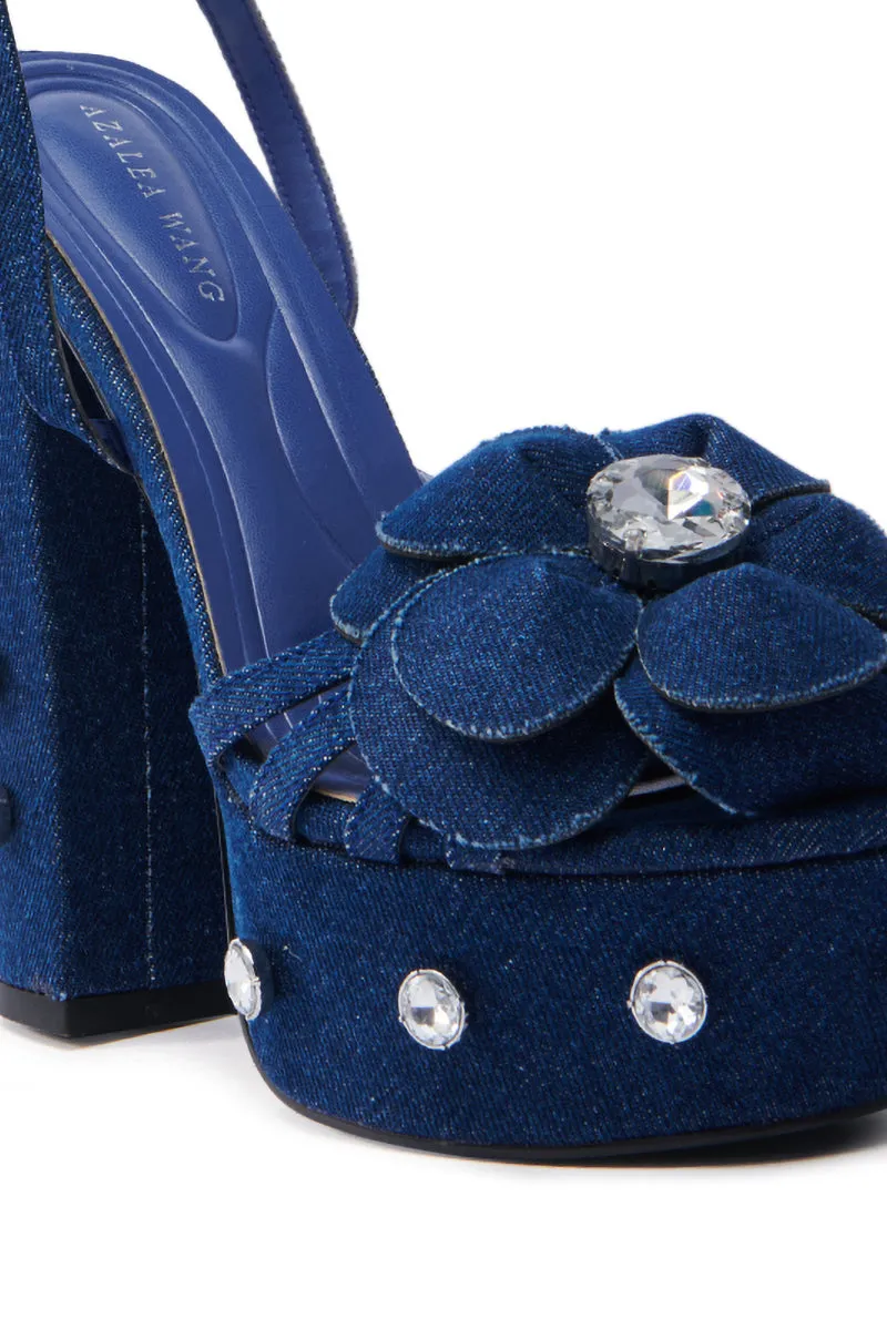 AZALEA WANG BOTTLER DENIM WITH RHINESTONE SANDAL