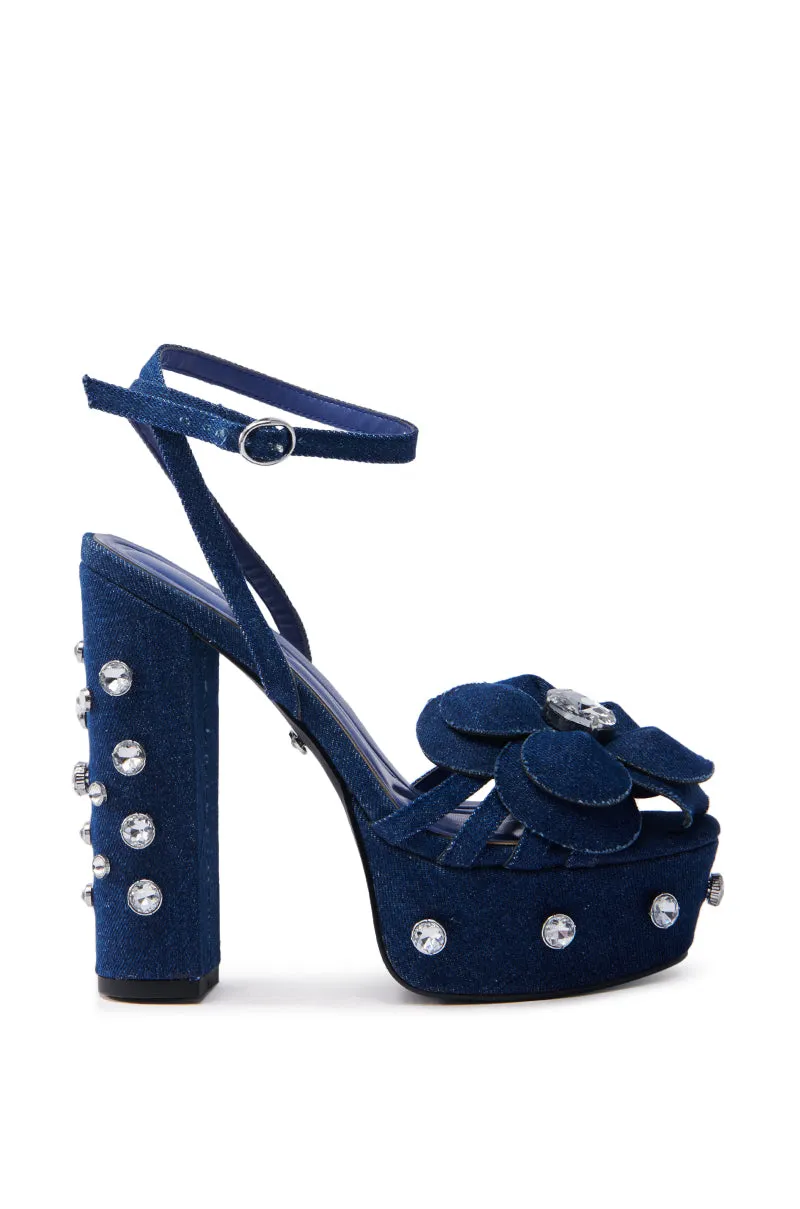 AZALEA WANG BOTTLER DENIM WITH RHINESTONE SANDAL