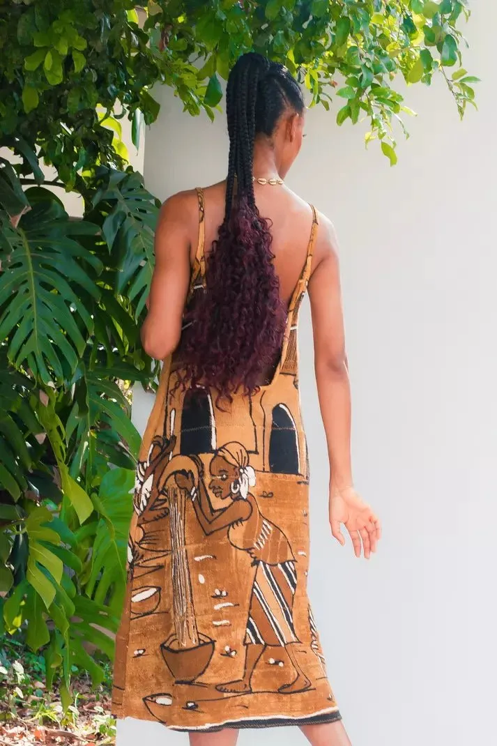 Backless Bogolan Dress - Village Life