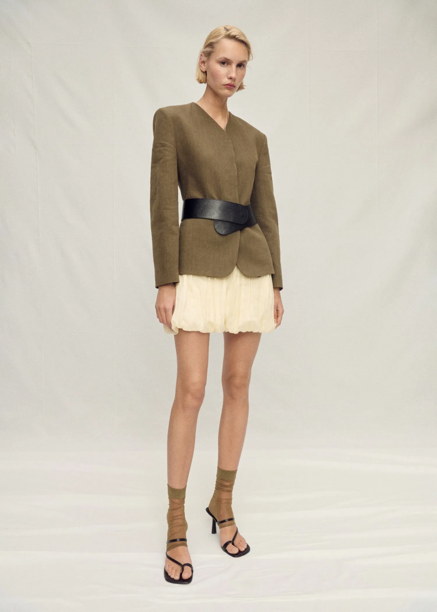 Balloon effect ramie skirt