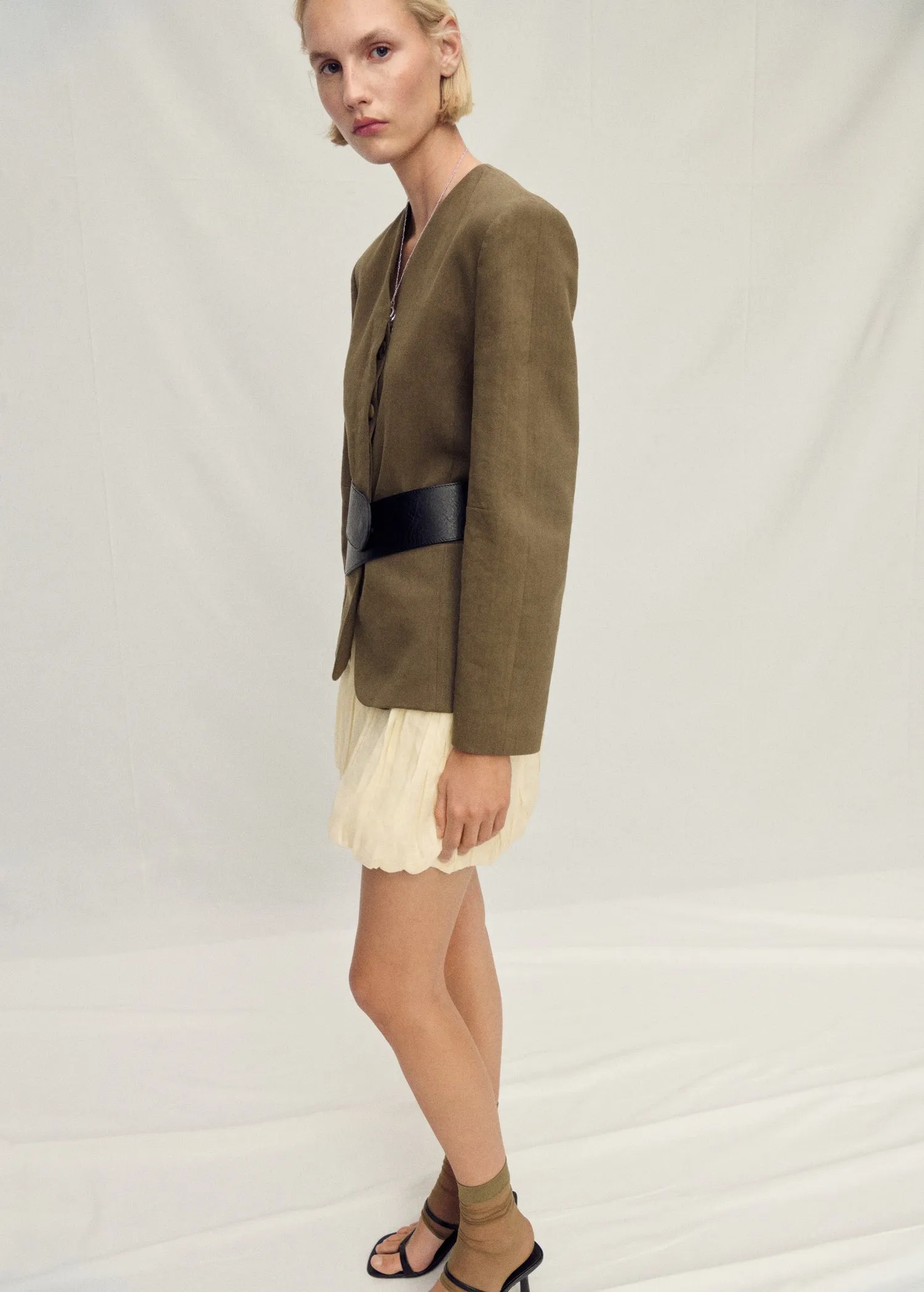 Balloon effect ramie skirt