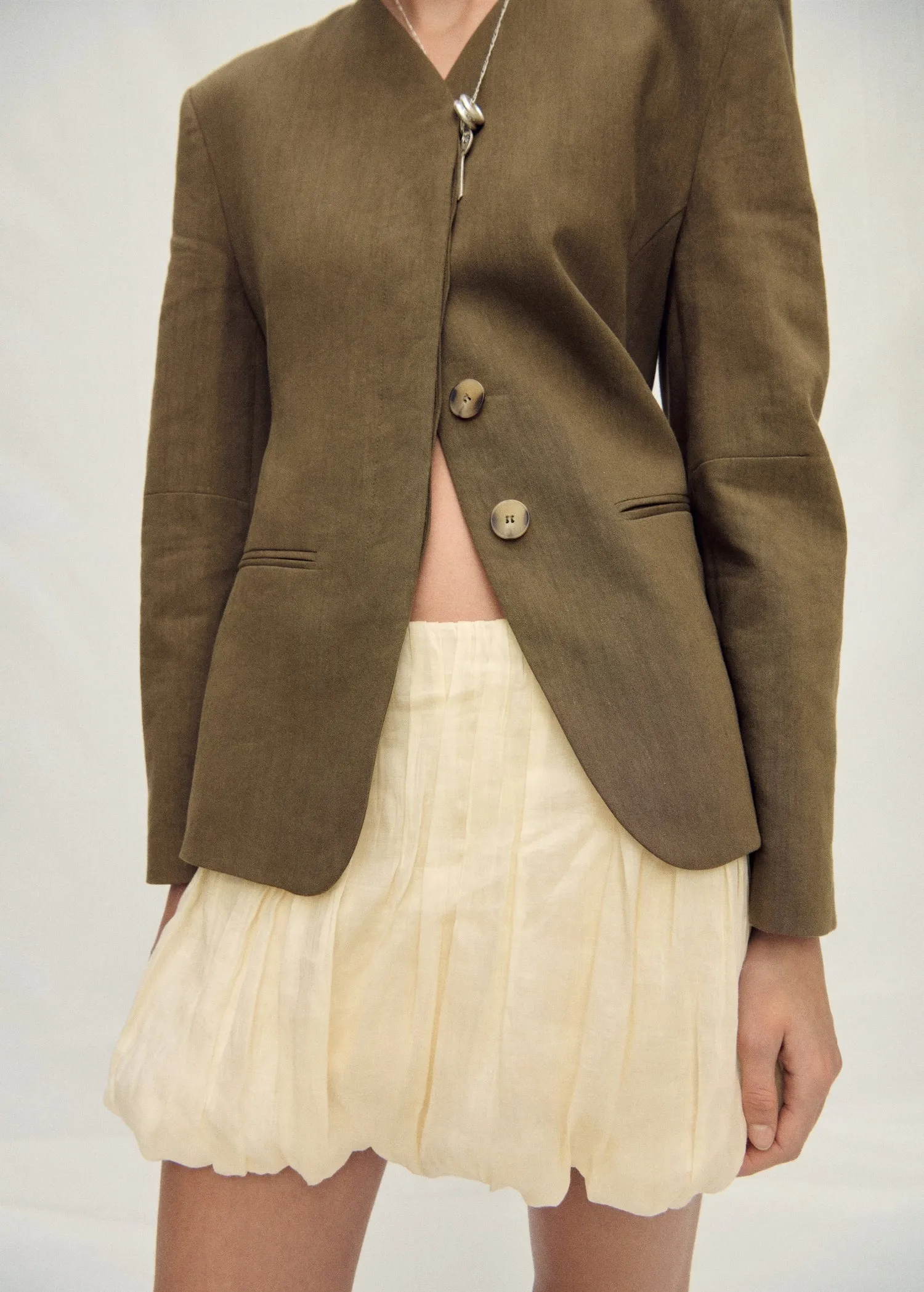 Balloon effect ramie skirt