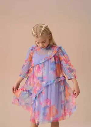 Beatrice Multi Mesh Asymmetric Frill Dress