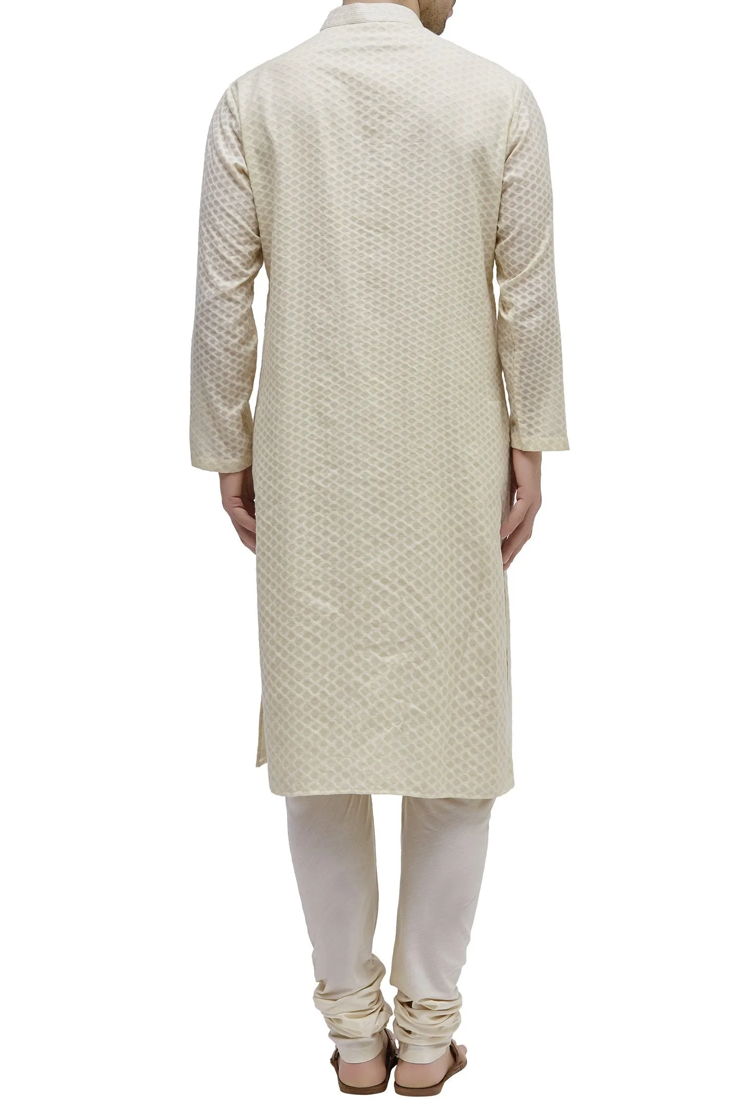 Beige Chanderi Silk Kurta Set