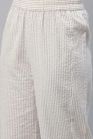 Beige Checker Seer Sucker Kurta & Palazzo Co-ord Set