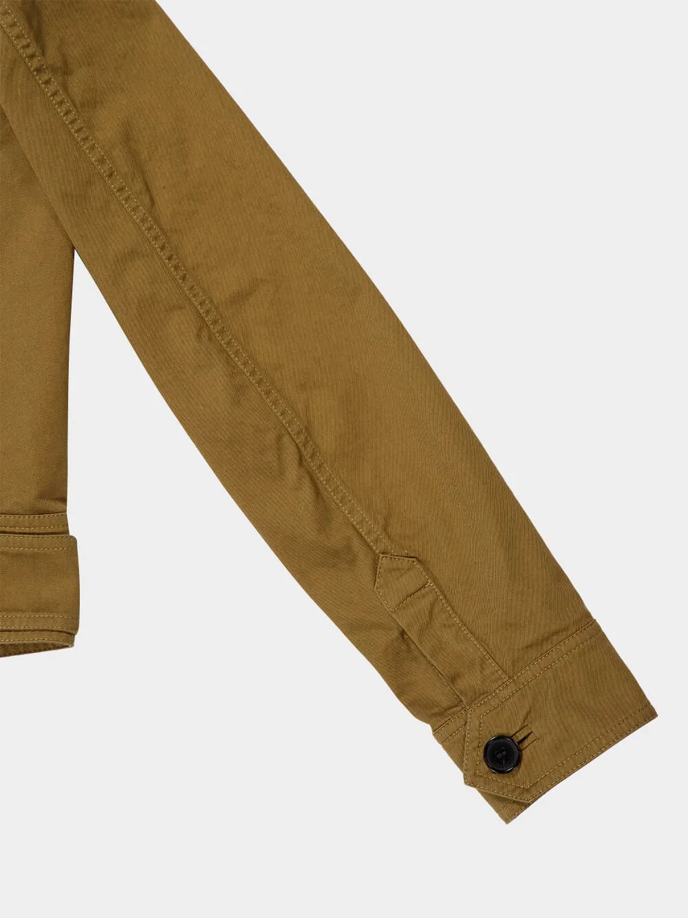 Beige Foncé Cropped Cotton Serge Jacket