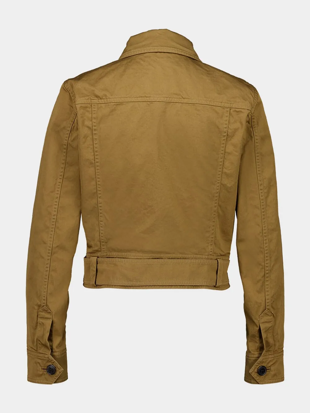 Beige Foncé Cropped Cotton Serge Jacket