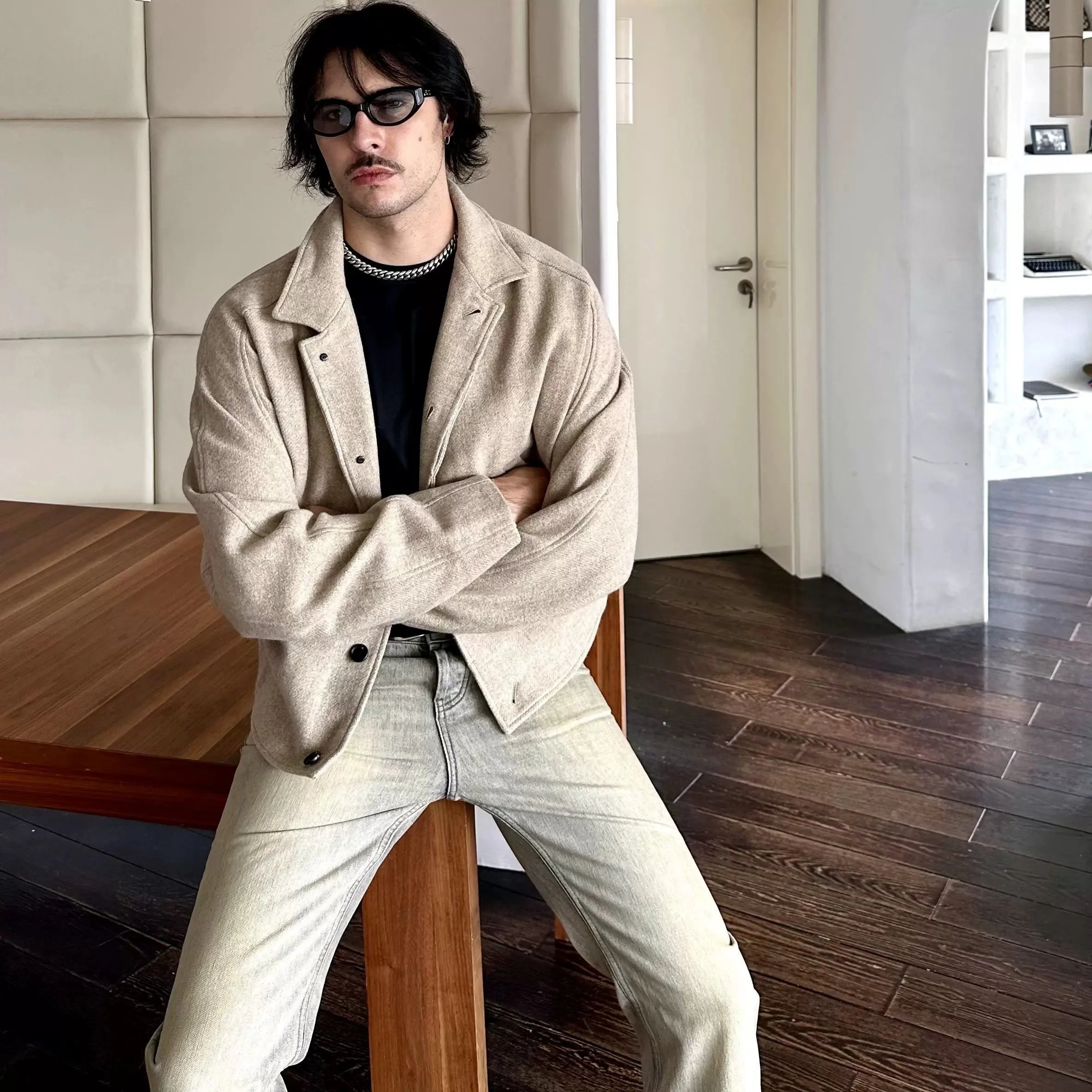 Beige Wool Silhouette Jacket