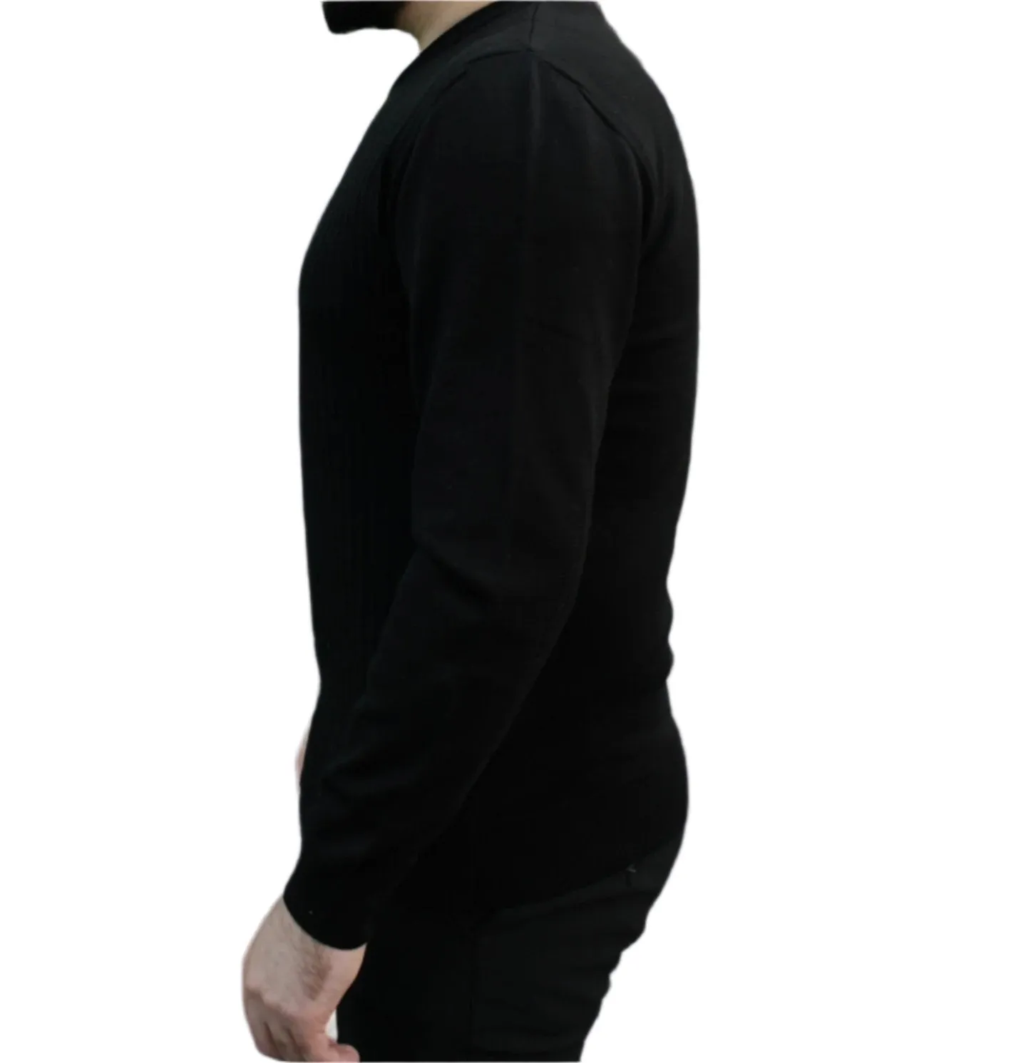 Black - Crew Neck - Wool-   Essential  Sweater
