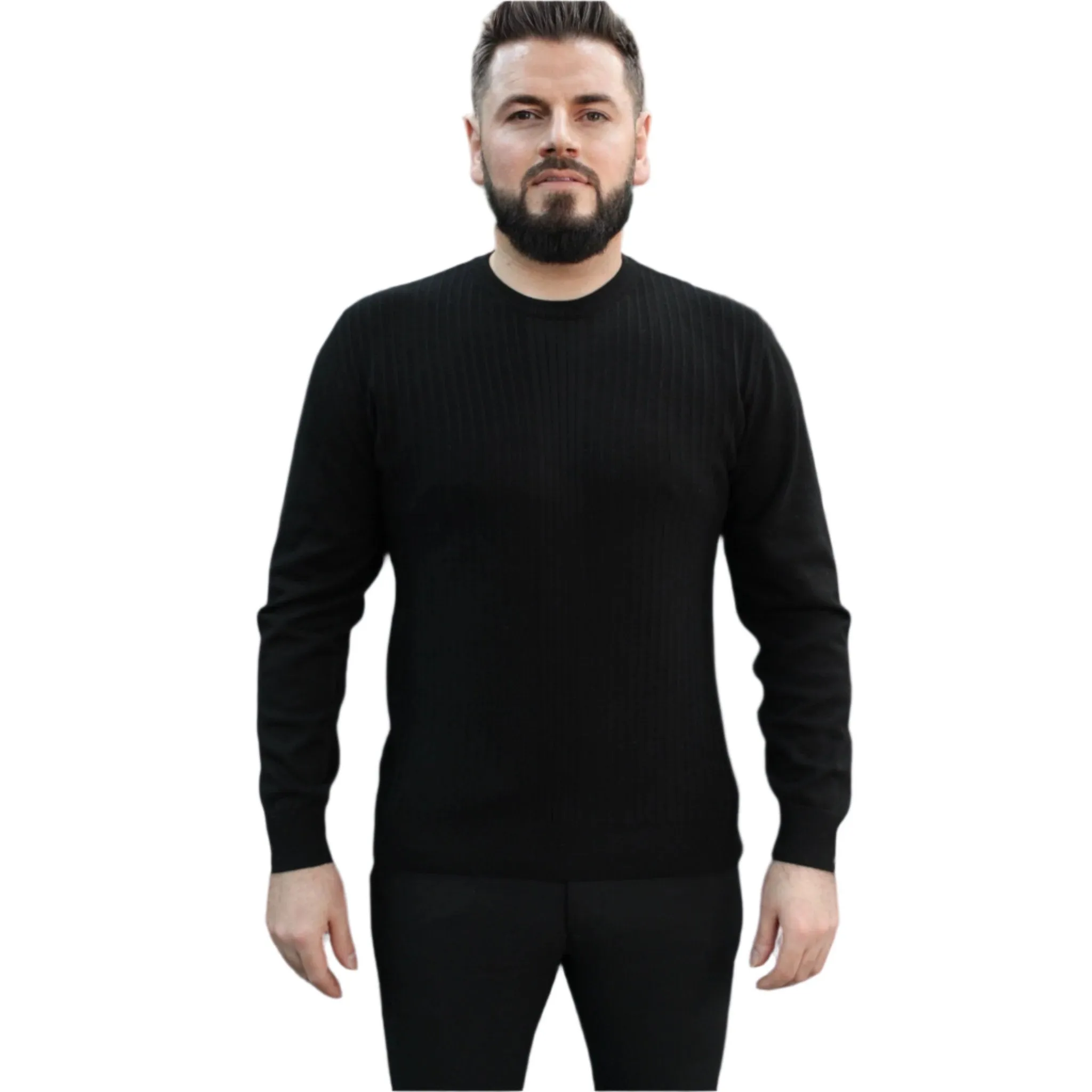 Black - Crew Neck - Wool-   Essential  Sweater