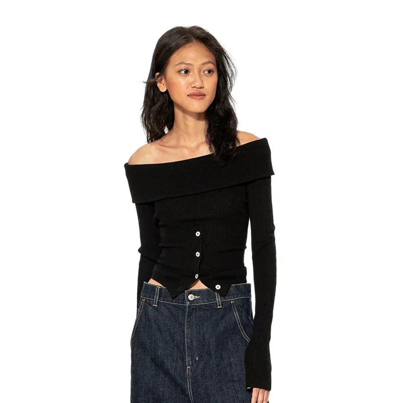 Black Off-Shoulder Sweater