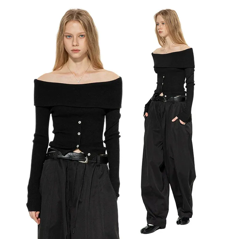 Black Off-Shoulder Sweater
