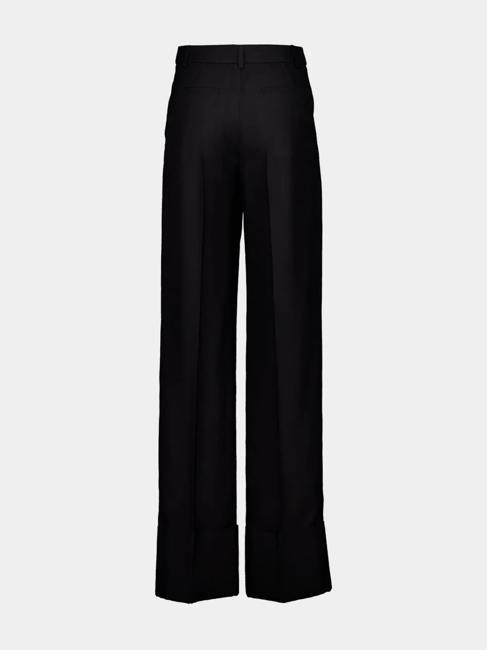Black Tailored Woven Silk Trousers