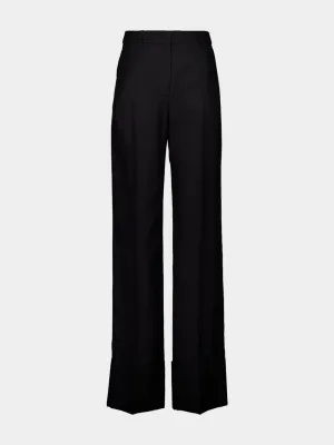 Black Tailored Woven Silk Trousers