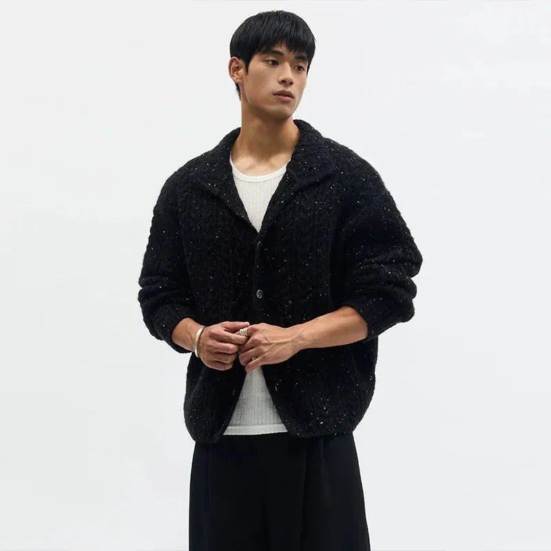 Black Textured Knit Cardigan